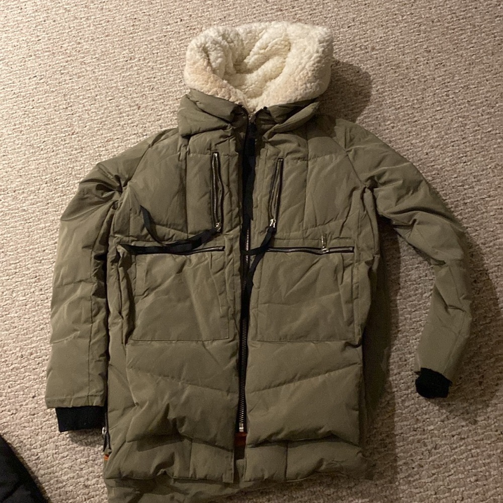 Army Green 3/4 Puffer Jacket